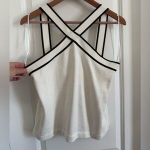 NWT Massimo Dutti White Tank Top with Black Trim - Large